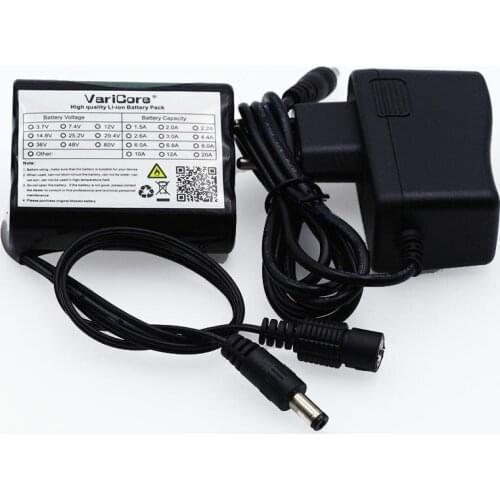 VariCore 12 v 2600 mAh 18650 Li-ion Rechargeable battery Pack for 35W LED Lamp CCTV Camera DC plug 5.5*2.1MM + 12.6V 1A Charger