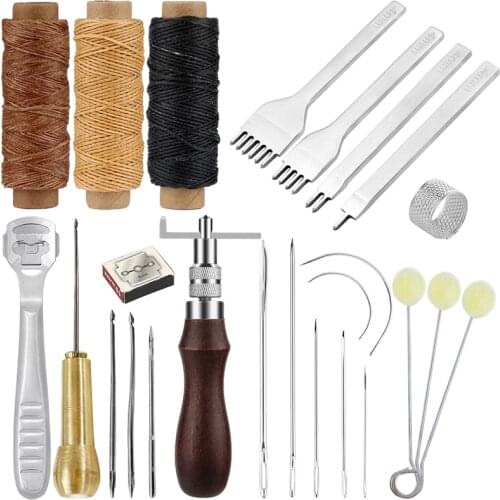 MIUSIE Leather Sewing Tool Waxing Thread Leather Needle And Awl DIY Handcraft Carving Tool For leather Repair Sewing Working