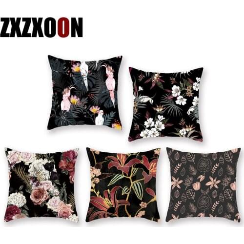 Polyester Euro Style Home Decor Retro Cushion Cover Flower Plant Palm Vintage Style Throw Pillow for Sofa Living Room