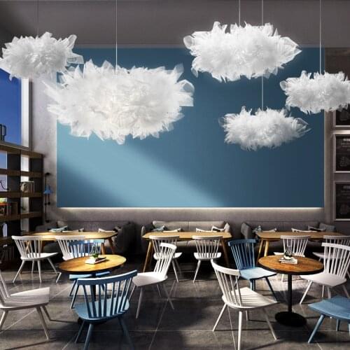Nordic Chandelier Personality Creative Net yarn Cloud Light Warm Romantic Simple Shop Lamp Modern Girl Bedroom Art Deco Light