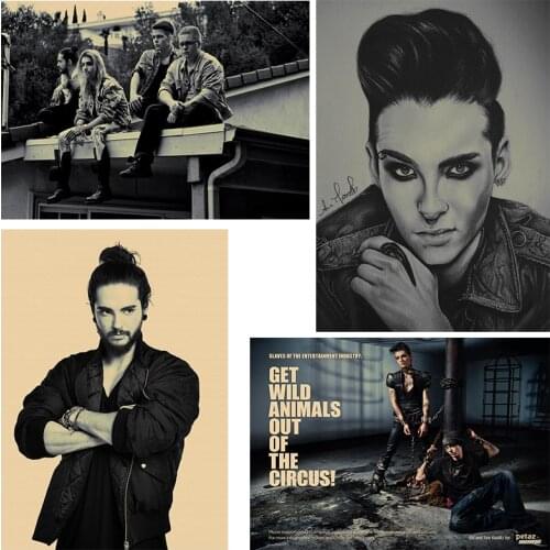 Nostalgic ROCK Germany Tokio Hotel Band Photo old Paper Poster Army Fan Living Room Wall Art Crafts Sticker Bar Design 42*30cm