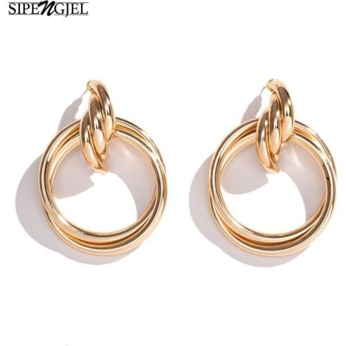 New Fashion big Geometric round Earrings gold Round vintage stud Earrings For Women Wedding Punk Jewelry 2020 Trend