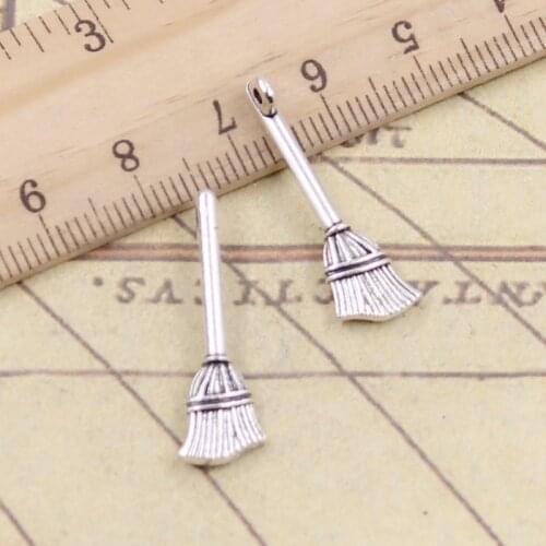 20pcs Charms Beson Broom 27x20mm Tibetan Bronze Silver Color Pendants Antique Jewelry Making DIY Handmade Craft