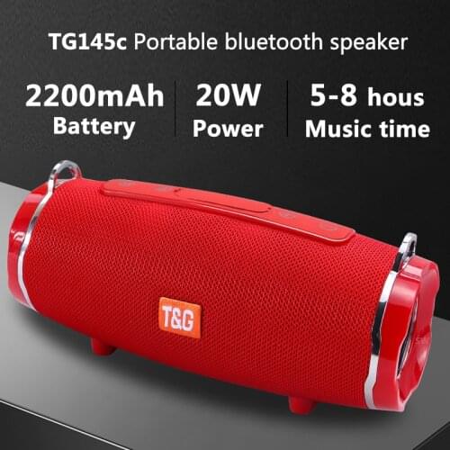 20W Portable Bluetooth Speaker Wireless Super Bass Column Subwoofer 3D Stereo Music Center BoomBox Waterproof Outdoor AUX/TF/USB