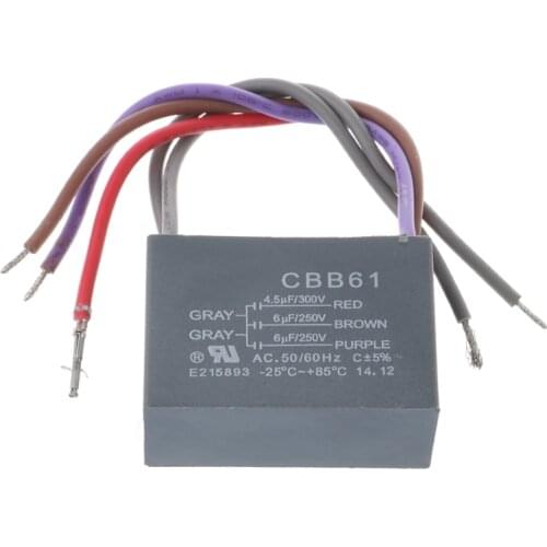 CBB61 Ceiling Fan Capacitor 4.5uf+6uf+6uf 5 Wire 250V 5 Speed Starting Capacitor
