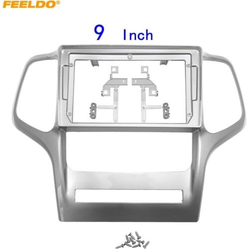 FEELDO Car Audio Fascia Frame Adapter For Jeep Grand Cherokee 9" Big Screen 2DIN Dash Fitting Panel Frame Kit #HQ6800