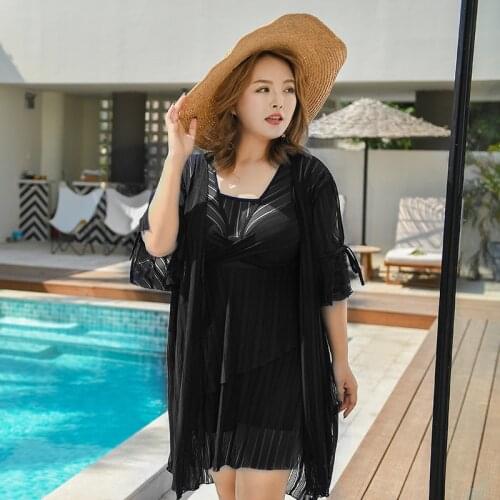 Plus Size One Piece Swimsuit Women Black Short Sleeve Swimwear Tummy Control Bathing Suit Cover Up Mesh Lace 2 Sets Monokini Pad