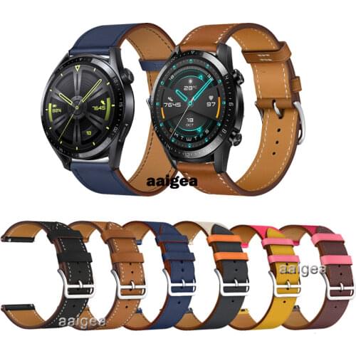 20mm 22mm Leather Watch Band Strap for Huawei Watch GT 2 42mm 46mm 2e GT2 Pro Honor MagicWatch Replacement Wrist band