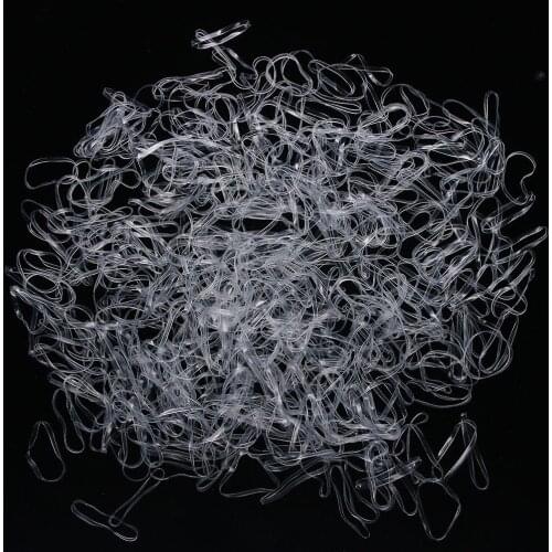 200pcs/500pcs Hair Rubber Cord Rubber Band Transparent White 1mm Clear Ponytail Holder Elastic Rubber Hair Rope Braider Tool
