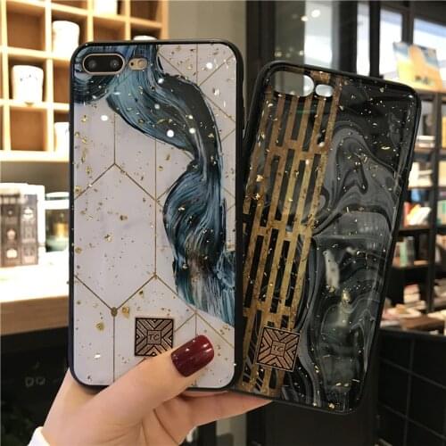 Luxury Gold foil bling Phone Case With Glitter Shell Soft Rubber TPU Back Cover for iPhone 7 8 6 6s Plus And iPhone X XS Max XR