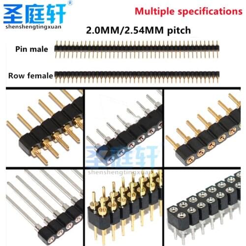 5pcs Round hole pin header 2.0mm 2.54mm pitch row female single row 1X40p double row 2*40p double row pin round pin gold plated