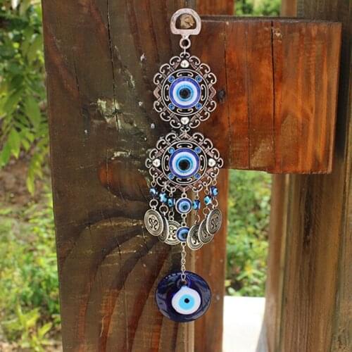 Turkish Blue Eyes Amulet Wall Protection Hanging Lucky Pendant Wind Chimes Hanging Garden Home Decorations Pendant Ornament