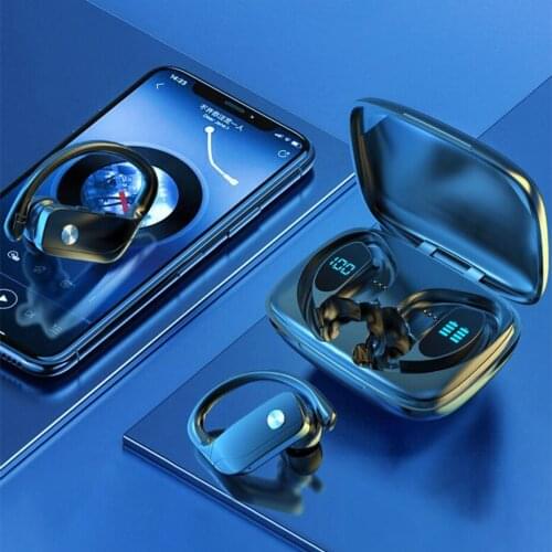 TWS Wireless Sports Earphones Noise Cancelling HIFI Stereo Bass Headsets Waterproof Sweatproof Ear Hook Running Headphones Gamer