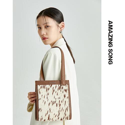 Amazing Song Vintage Sweet Series Vertical File Package Hasp High Quaility Split Leather Horse Hair Retro Handsbag AS Bag