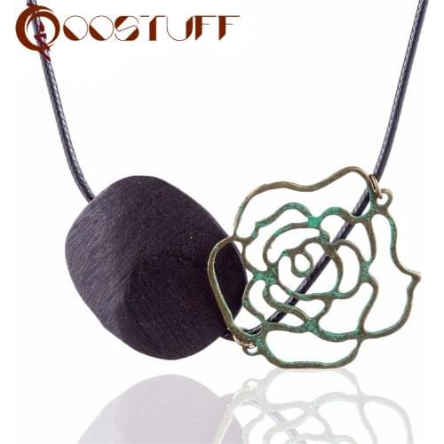 Vintage Jewelry for Women Wood Flower Pendant Long Neckalce Chokers Statement necklaces & pendants Jewellery Suspension 2020 New