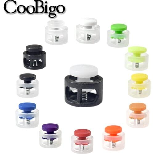 10pcs Mini Colorful Frost 2 Hole Round Cord Lock Stopper Transparent Toggles Clip for Rope Paracord Lanyard Shoelace Accessories