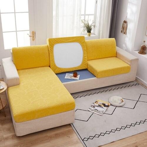 Yellow Jacquard Sofa Cushion Cover Thicken Sofa Covers Chaise Longue Elastic Sofa Seat Slipcover Stretch Protector Cover