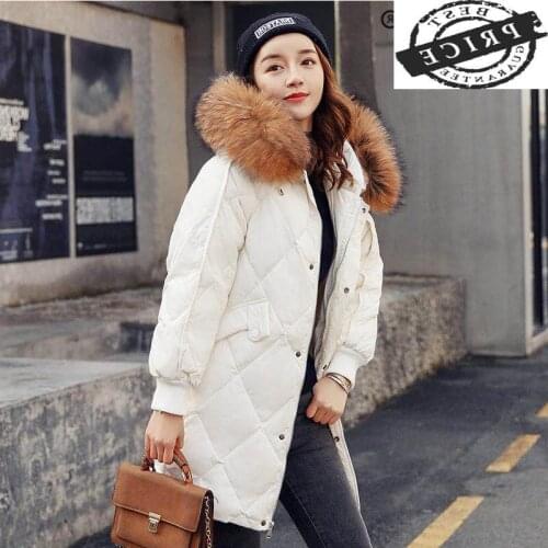 Winter Coat Female Thick Warm Duck Down Jacket Large Raccoon Fur Clothes 2021 Korean Fit Womens Down Jacket Hiver LW1aa2