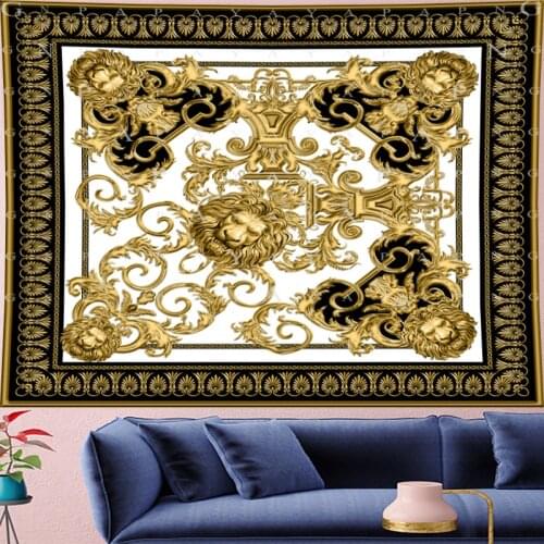 Gold macrame Classical Bohemia yellow Animal Tapestry Vintage Lion Tapestries Retro panther Wall Hanging home decor Beach Mat