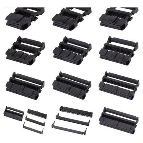 10set FC-6/8/10/14/16/20/26/30/34/40/50P IDC 2x3/4/5/7/8/10/13/15/17/20/25 Pin Dual Row Pitch 2.54mm IDC Connector Cable Socket