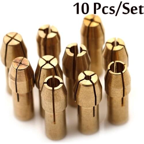 10Pcs Mini Drill Chucks Adapter 0.5mm-3.2mm Dremel Mini Drill Chucks Chuck Adapter Micro Collet Brass For Power Rotary Tool