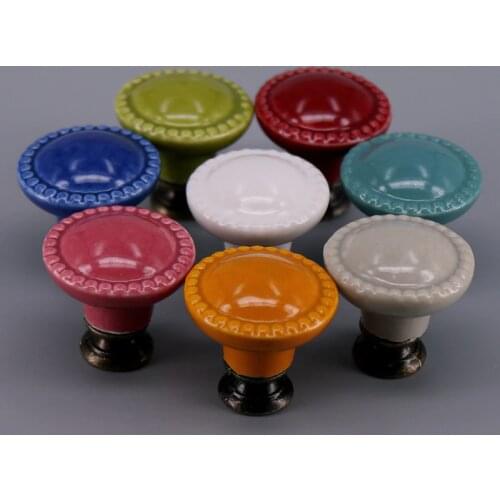 1x Glossy Dresser Pulls,Ceramic Door Handles,Round Cabinet Knobs, Cupboard Wardrobe Drawer colorful Knobs