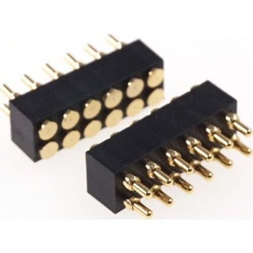 2pcs Spring Loaded Pogo Pin 12 Position 2x6 Pins 2.54 mm Grid Pitch SMT 8.0 mm Height Dual Row Surface Mount PCB Straight