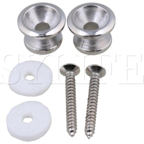 2 Pieces Zinc Alloy Security Strap Locks for Guitar Bass Silver