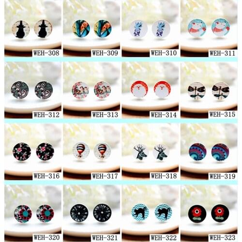 20PCS 1.6CM Round Photo image Printing wooden Laser Cut Cabochon to make Rings, Earrings,Bobby pin,Necklaces -(WEH-308-323)