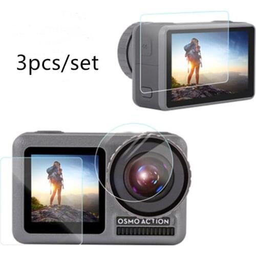 3PCS/SET Tempered Glass Screen Protector Scratch-resistant Protective Film Camera Accessories for DJI Osmo Action Sport Camera