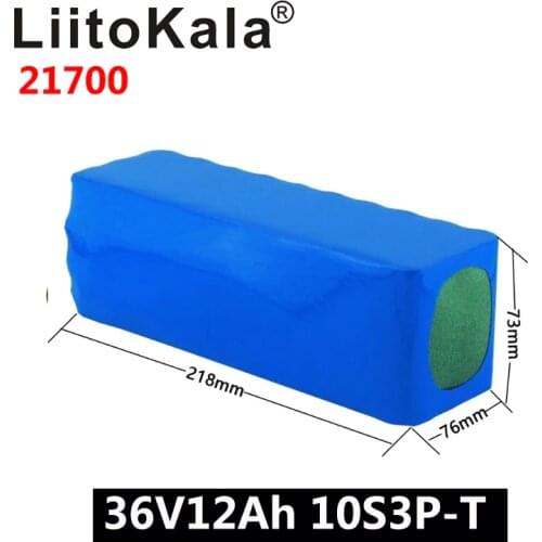 LiitoKala 21700 4000mah 10S3P 36V12Ah battery pack 500W high power battery 36V 12000mAh Ebike electric bicycle BMS