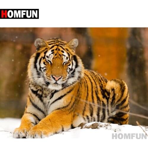 HOMFUN Full Square/Round Drill 5D DIY Diamond Painting "Animal tiger" Embroidery Cross Stitch 5D Home Decor Gift A07005