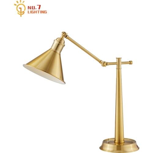 American Vintage Luxury Gold Lustre Adjustable Table Lamp Iron Art Decor Home E27 Led Desk Lights Bedside Study Reading Office