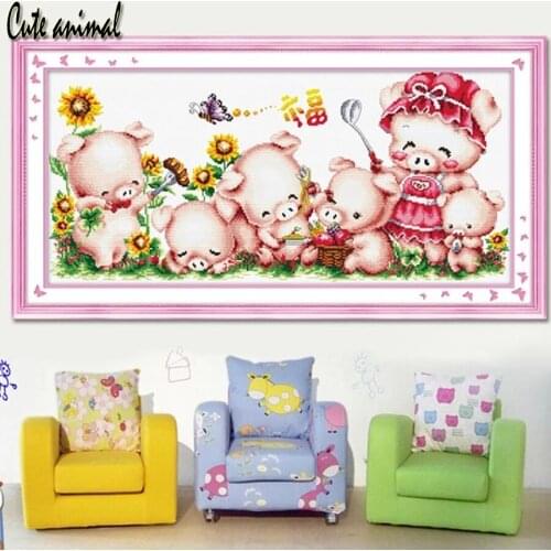 Big size DIY Handmade diamond painting Warm home full of pigs 5d diamond embroidery mosaic rhinestones painting home Decor