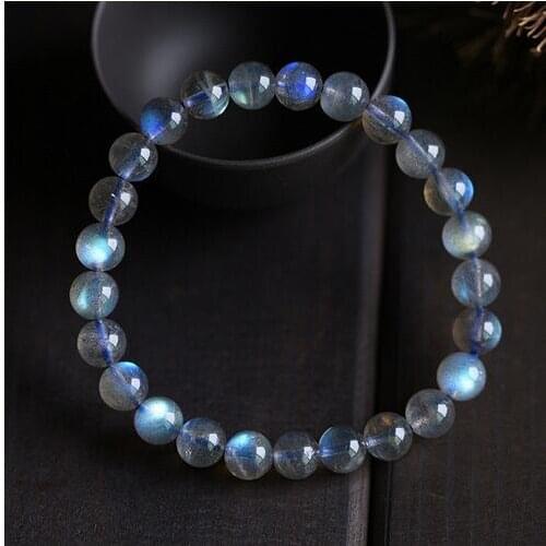 Natural Ice Labradorite Rainbow Light Round Beads Bracelet AAA 8mm