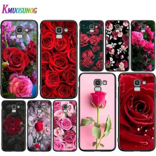 Red Rose flower For Samsung Galaxy J2 J3 J4 Core J5 J6 J7 J8 Prime Duo Plus 2018 2017 2016 Black Phone Case