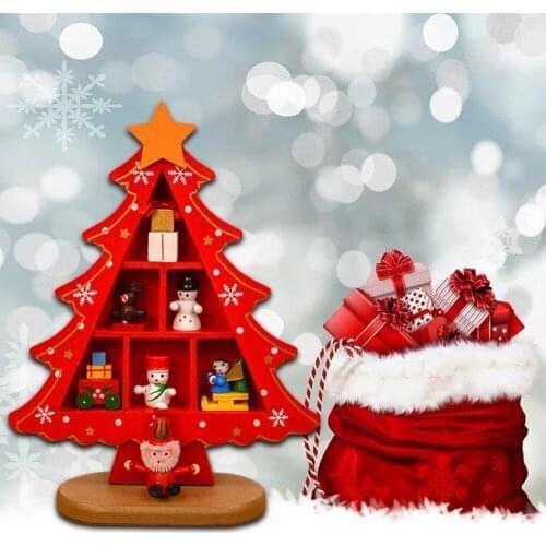 Wooden Christmas Tree Crafts Holiday Party Decorative 3D Xmas Tree for Home Table Scene Layout Photo Props