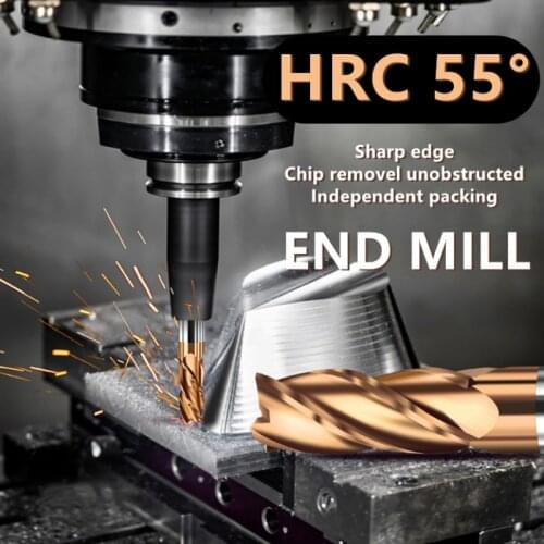 Hrc55 Carbide End Mill 1 2 4 5 6 8 10 12 14mm 4flutes Milling Cutter Alloy Coating Drill Bits Cutting Tool Cnc Maching Endmills