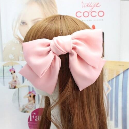 14 colors Quality Big Large Beautiful Girls' Silk Bow Barrette Hair Clips Women Hair Accessories Girls Big Bowknot Hairclips