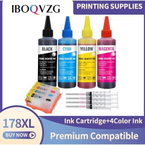 IBOQVZG refillable ink cartridge for HP178 178XL for HP Photosmart B109n B110a 5510 5520 5515 5521 6521 Printer+400ML ink