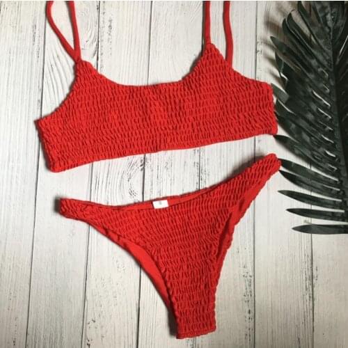 Sexy push up two-pieces women Bra Brief set Spaghetti Straps Draped Summer Female Two Piece beach wear casual Bathing suits New