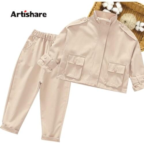 Girls Cargo Clothes Jacket + Pants Clothes For Girls Casual Style Girls Clothes Set Spring Autumn Childrens Tracksuits