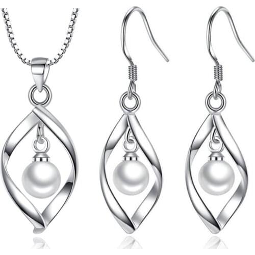 XIYANIKE 925 Sterling Silver Fashion Temperament Torsion Pearl Wedding Jewelry Sets Korean Style Tassel Earrings For Women NE+EA