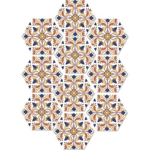 New Arab style floor stickers Creative simple DIY hexagon ceramic tile sticker waterproof non-slip wall stickers home decoration