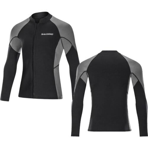 Wetsuit Top Mens 2mm Neoprene Jacket,Front Zipper Long Sleeves Diving Suit for Swimming,Snorkeling,Scuba Diving,Surf Women