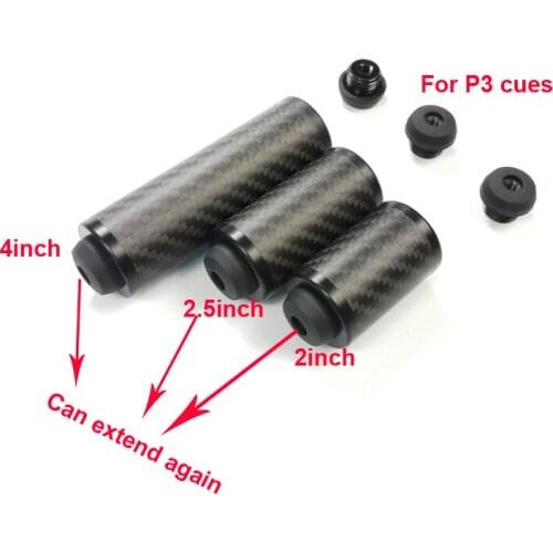 2019 New Black carbon Pool Billiards cue extensions 2inch/2.5inch/4inch cue extender for P3 cues can extend twice