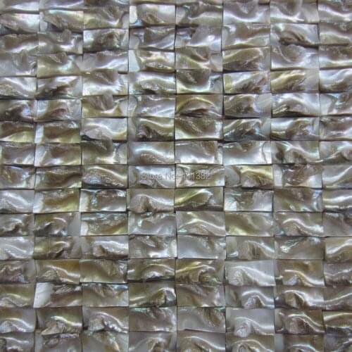 11pcs Mother of pearl 3D wall sticker decorated shell mosaic tiles in vintage wallpaper