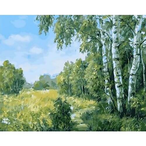 Landscape Oil Painting By Numbers Flower and tree DIY Paint by numbers On Canvas Home Decor Frameless Digital Painting