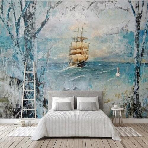 Custom 3D Photo Wallpaper Murals Nordic Nostalgic Abstract Landscape Oil Painting Living Room TV Decor Mural Wall Cloth Fresco
