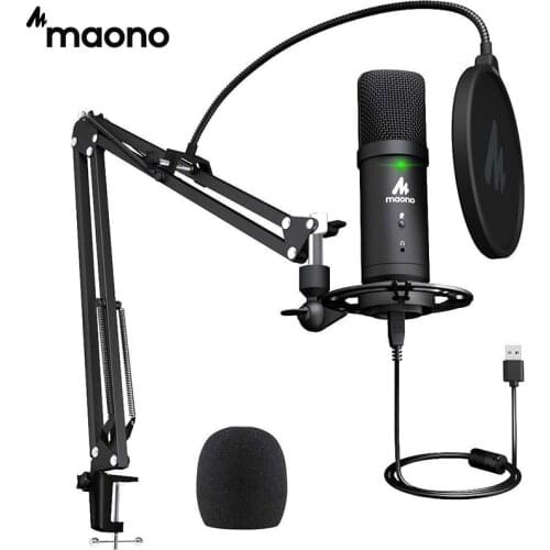 MAONO Professional Condenser Microphone USB Computer Mic With Mute Button&Audio JACK for Podcasting YouTube Gaming Recording
